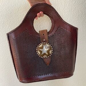 Vintage Brown Tote with Star Accent